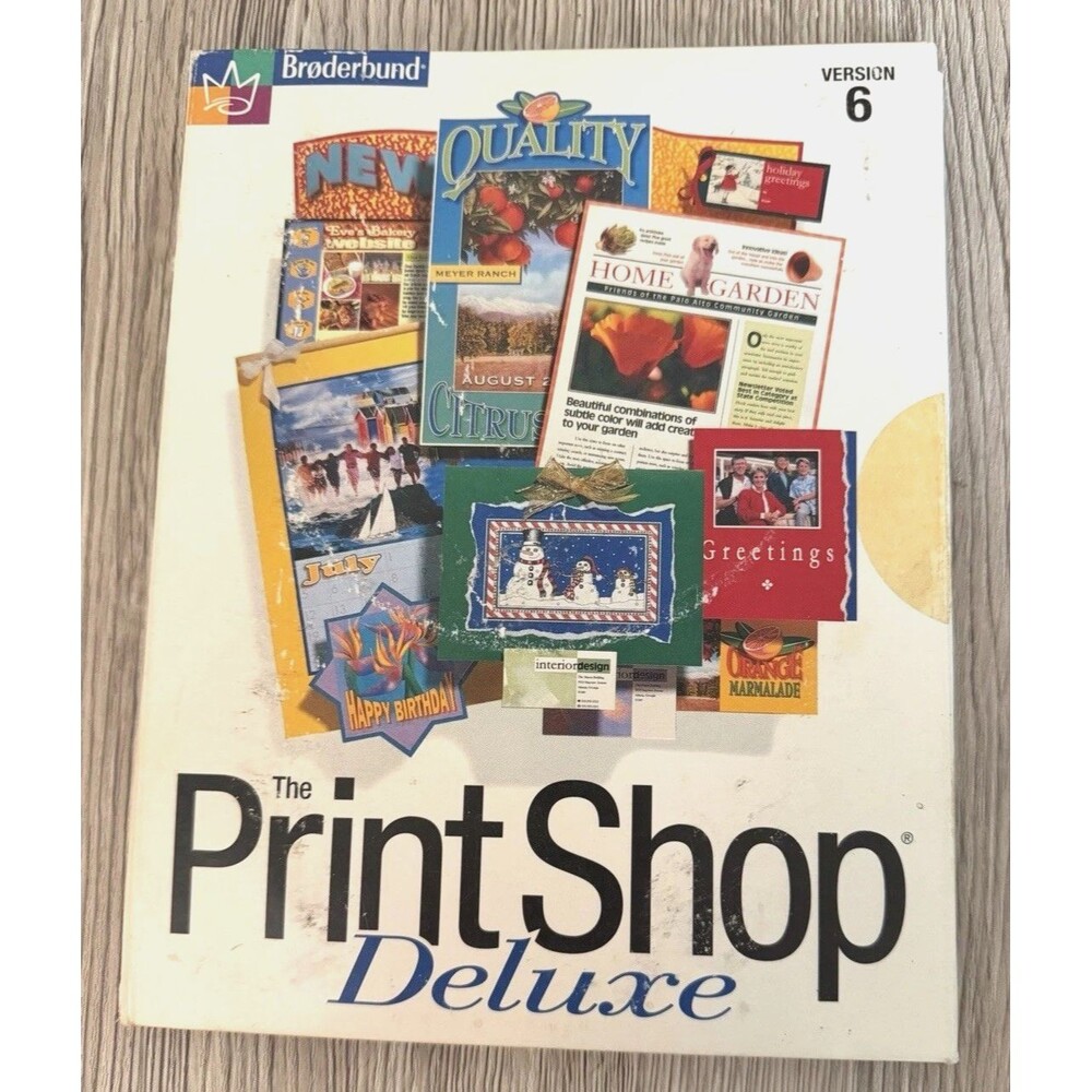 Broderbund The Print Shop Deluxe Version 6 PC CD-ROM 1998 Windows 95/98 8 Discs